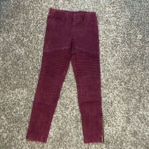 Wine Colored Moto Jeans
